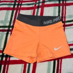 Orange Nike Pro Dri-Fit 3” Shorts